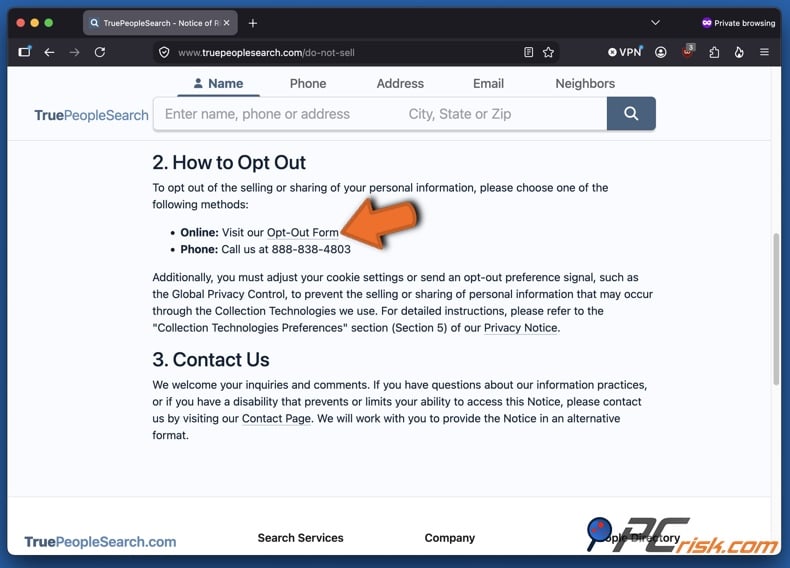 TruePeopleSearch opt-out navigation 4