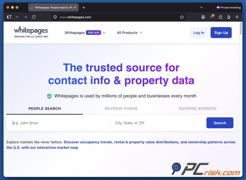 Whitepages opt-out 1