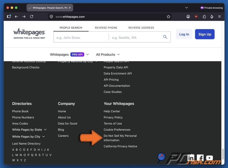 Whitepages opt-out 4