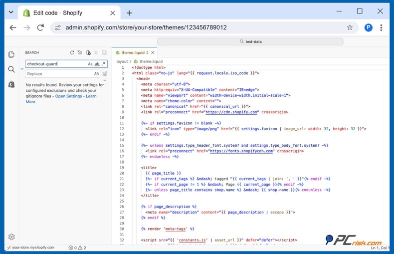 Shopify theme code search