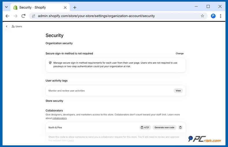 Shopify user security