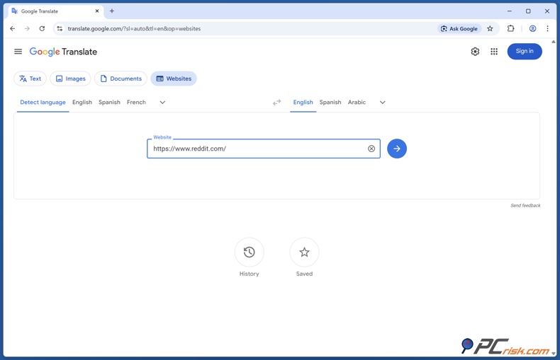 Access a website via Google Translate