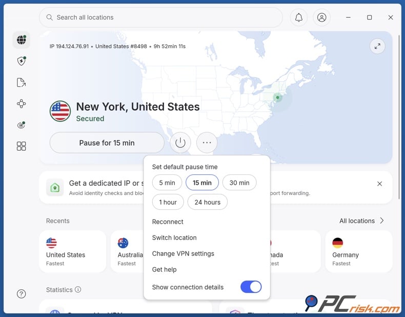 NordVPN switch location