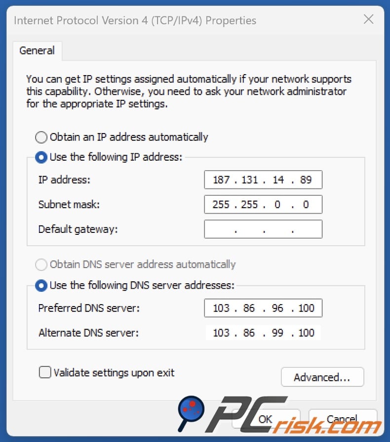 VPN adapter IP address