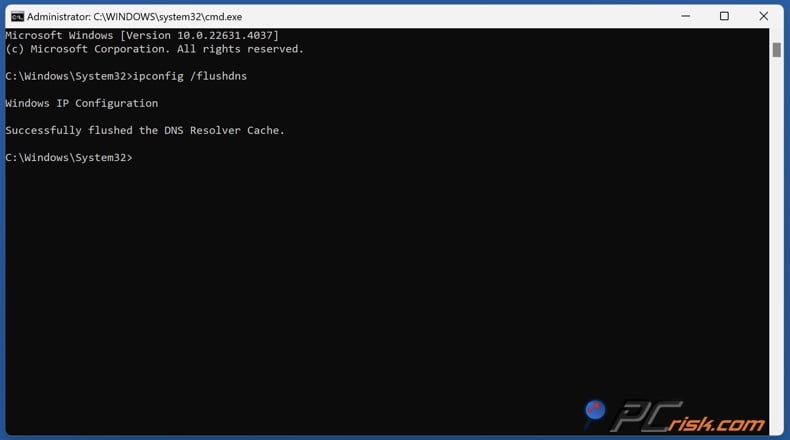 Run ipconfig /flushdns command in Command Prompt