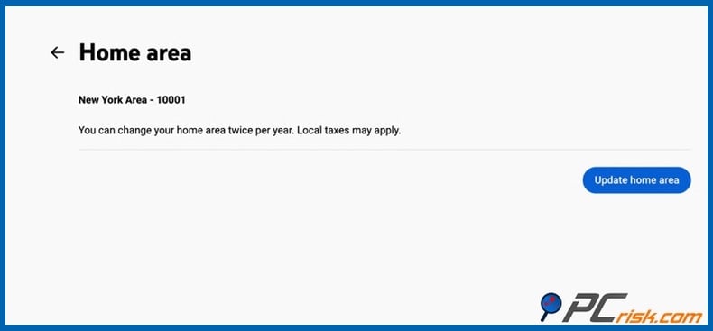 Change your home area on YouTube TV