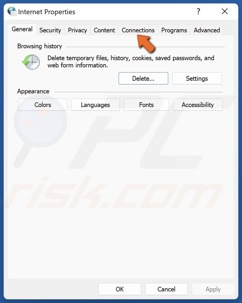 Select the Connections tab