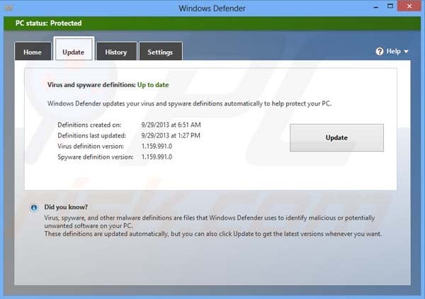 Updating Windows Defender