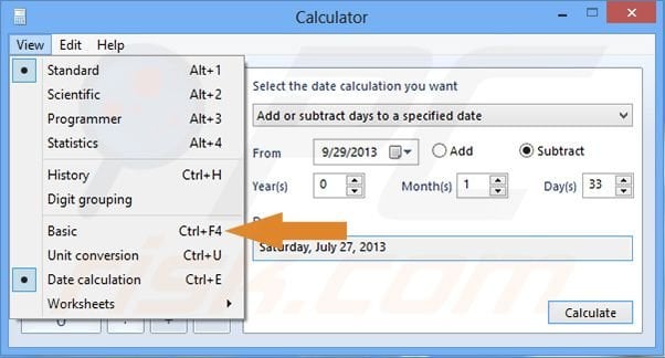 Windows 8 calculator - changing back to default