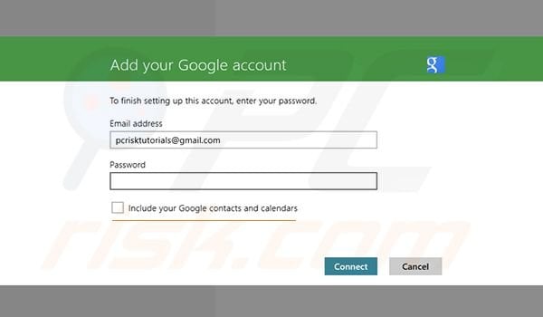 Adding Gmail to Windows 8 Mail app Step2 (adding your account)