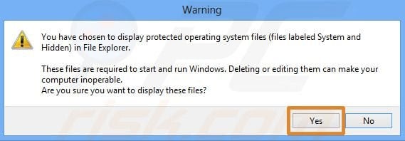 Windows 8 viewing hidden files and folders step 5