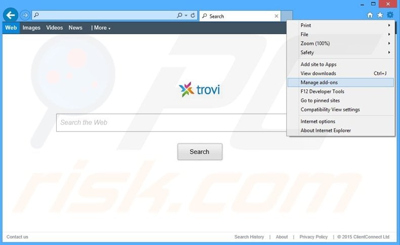 Removing The proxy server is not responding ads from Internet Explorer step 1