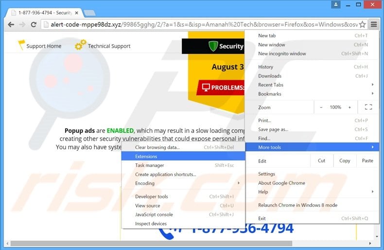 Removing It Appears Your Computer Has Popup Ads Enabled  ads from Google Chrome step 1
