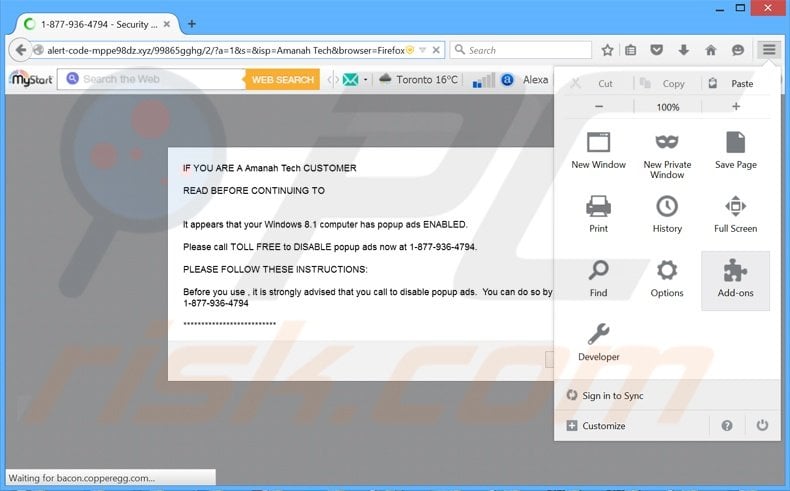 Removing It Appears Your Computer Has Popup Ads Enabled ads from Mozilla Firefox step 1
