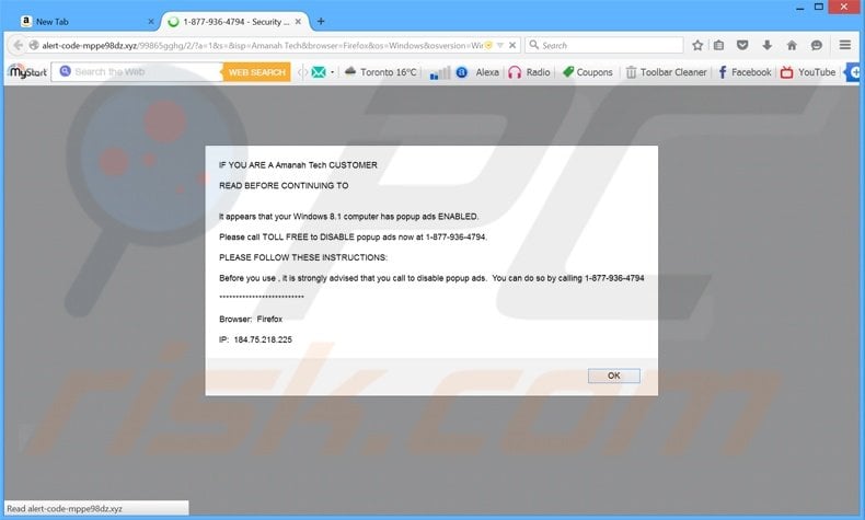It Appears Your Computer Has Popup Ads Enabled adware