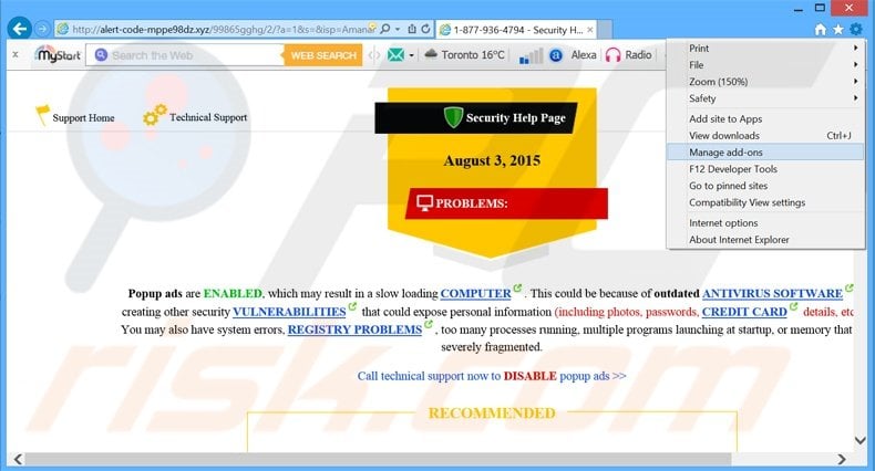 Removing It Appears Your Computer Has Popup Ads Enabled ads from Internet Explorer step 1