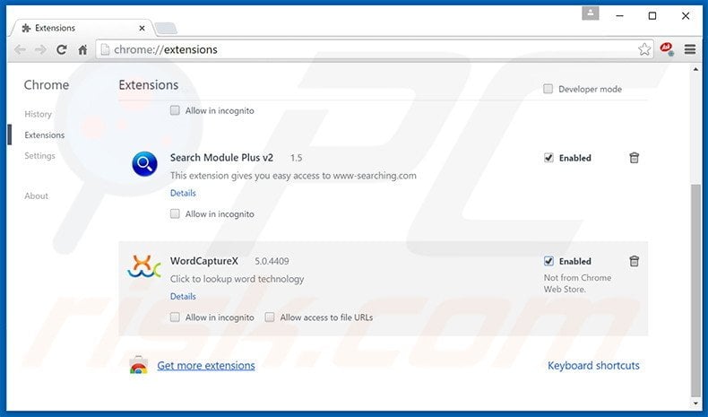 Removing deceptive browser plug-ins from Google Chrome step 2