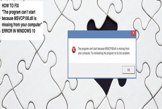 FIX: The program can’t start because MSVCP100.dll is missing from your computer