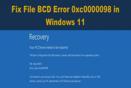 FIX: File BCD Error 0xc0000098 in Windows 11