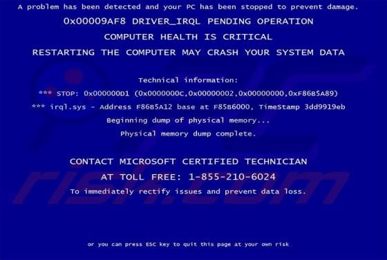 'COMPUTER HEALTH IS CRITICAL' Error