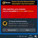 Norton Subscription Has Expired Today pop-up scam promoted via browser notifications (sample 3)