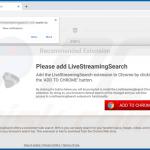 Website used to promote LiveStreamingSearch browser hijacker (Chrome)