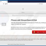 Website used to promote StreamSearchClub browser hijacker (Firefox)
