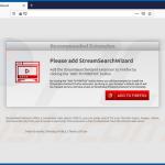 StreamSearchWizard browser hijacker promoting website (Firefox)