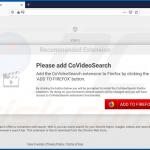 Website promoting CoVideoSearch browser hijacker (Firefox)