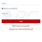 Fake NAB (National Australia Bank) sign-in window displayed by FluBot malware