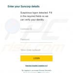 Fake Suncorp sign-in window displayed by FluBot malware