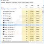 Energy adware process on Task Manager (Energy ltd Copyright ©)