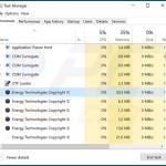 Energy adware process on Task Manager (Energy Technologies Copyright ©)