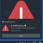 Browser notification advertising FedEx PACKAGE WAITING scam 2