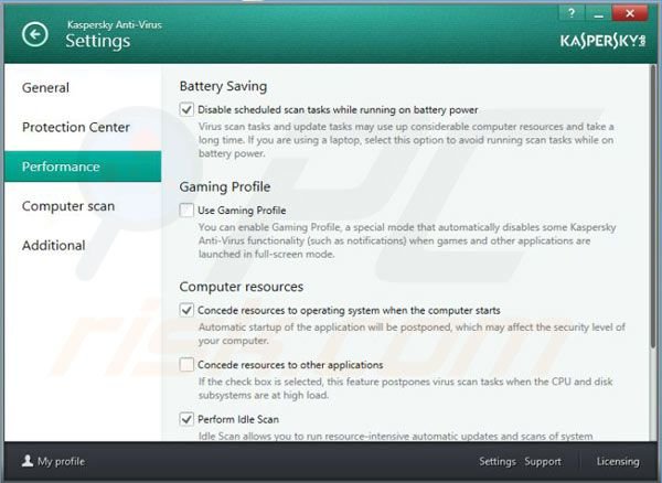 Kaspersky Antivirus 2014 performance settings