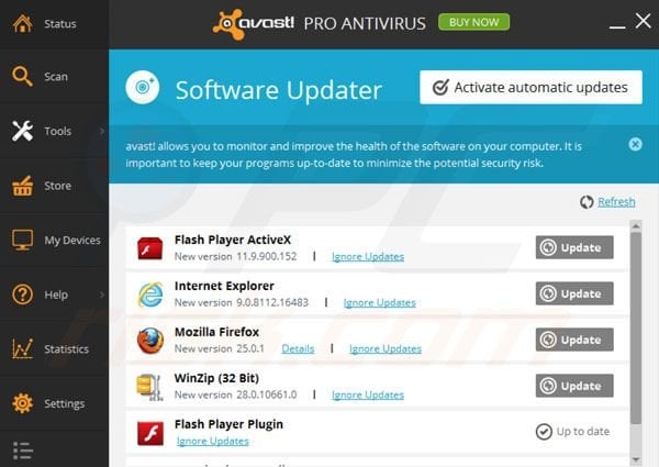 avast! Pro Antivirus 2014 software updater