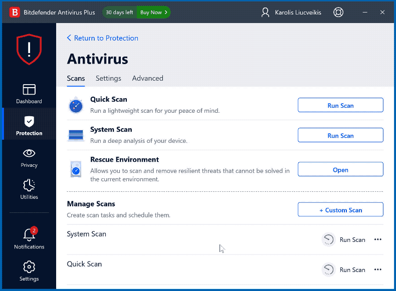 Bitdefender Antivirus Plus appearance (GIF)