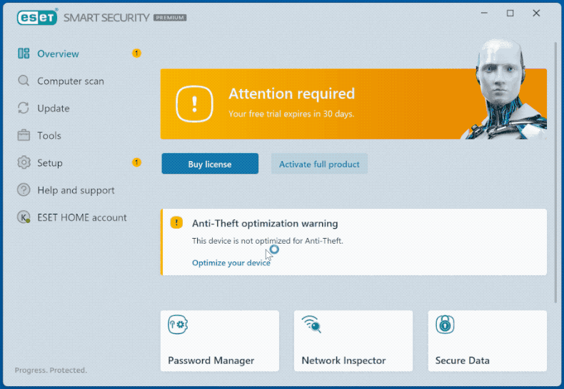 ESET NOD32 Antivirus appearance