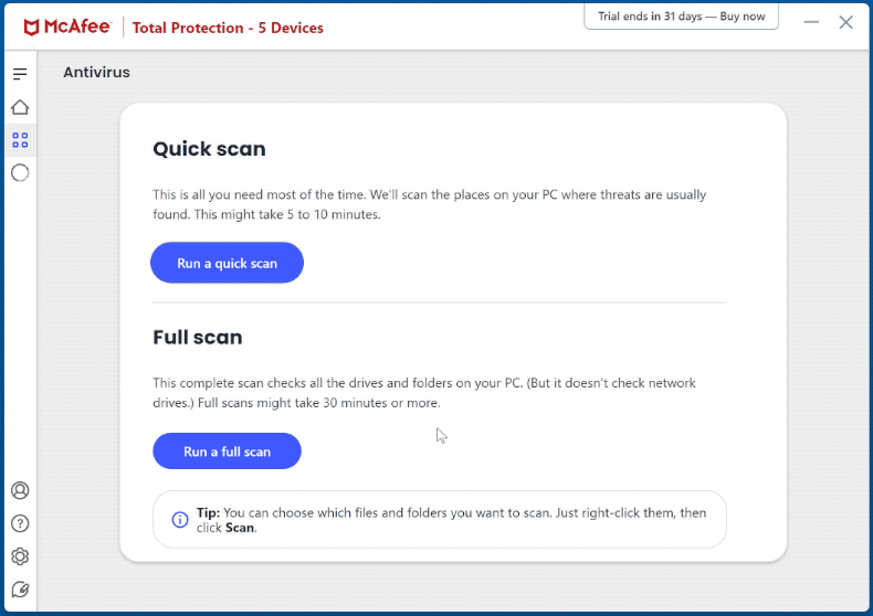 McAfee AntiVirus Plus appearance (GIF)