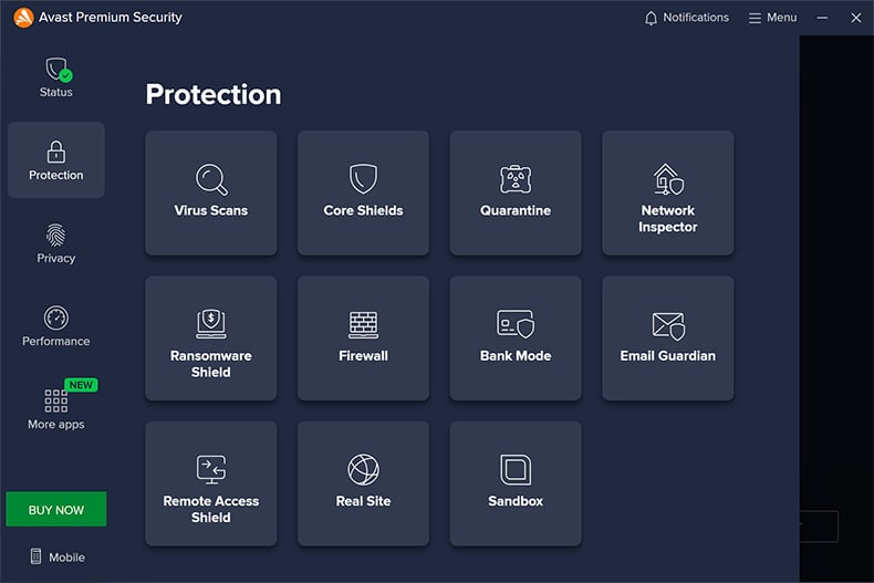 Avast Premium Security protection features