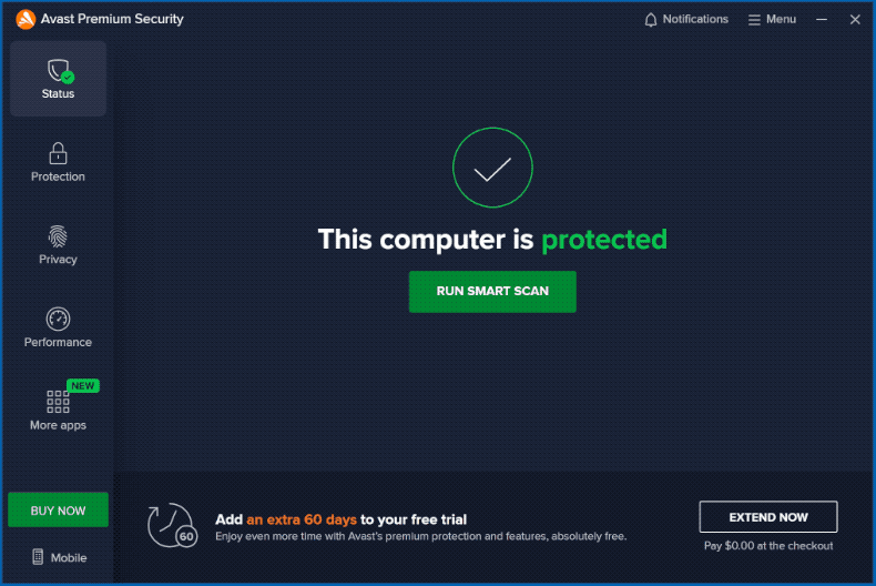 Avast Premium Security appearance