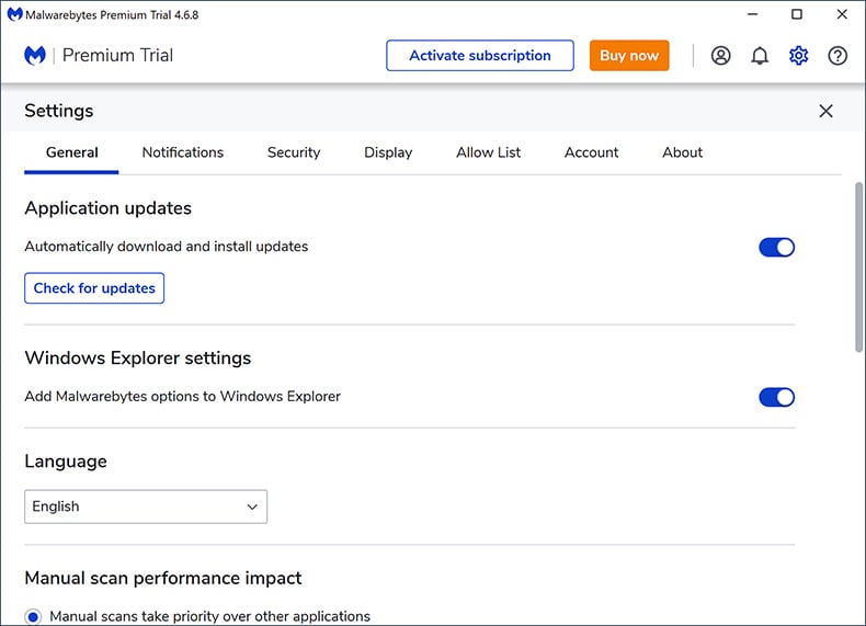 Malwarebytes Premium 2024 settings