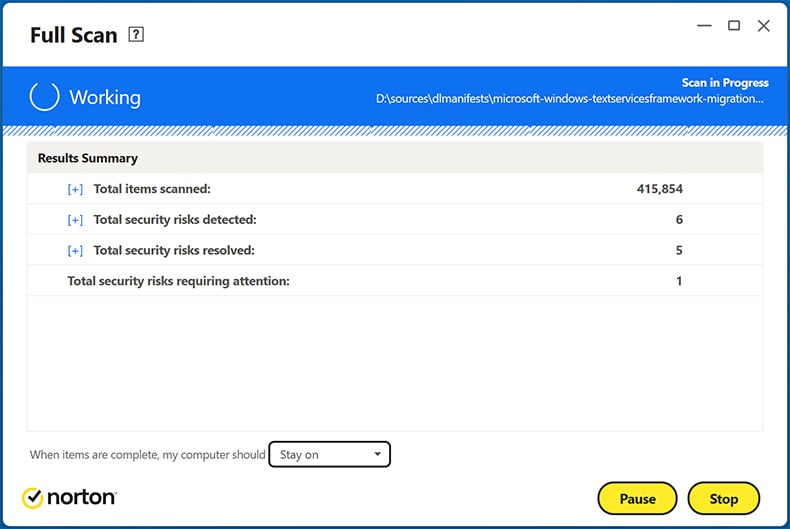 Norton AntiVirus Plus scan