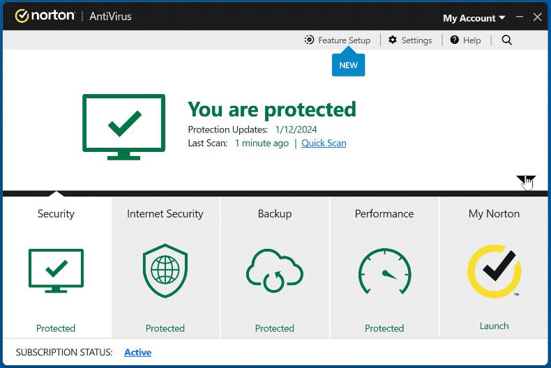 Norton AntiVirus Plus appearance