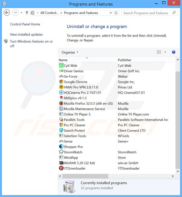 BasicScan.com browser hijacker uninstall via Control Panel