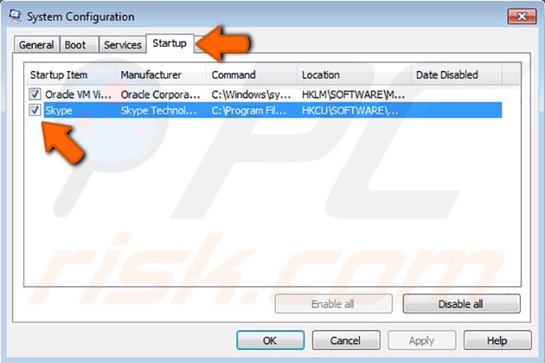 how to disable startup programs using system configuration utility step 2