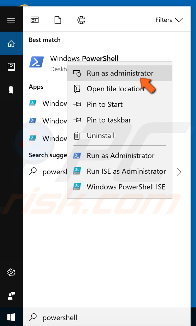 uninstall applications using power shell step 1