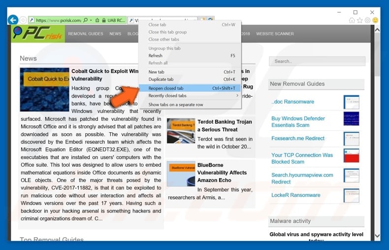 How to restore closed tabs in chrome firefox explorer opera and edge