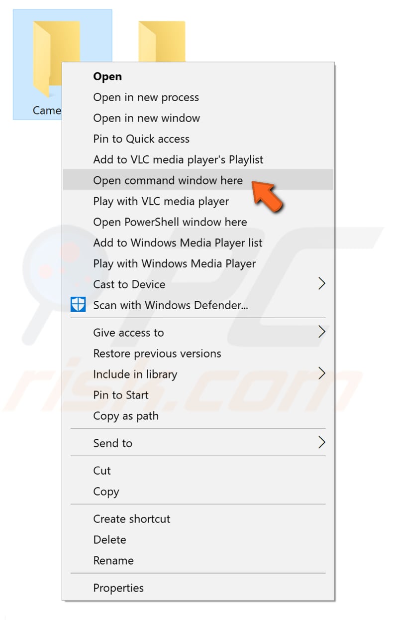 how to bring back open command window here option to the folder context menu step 10