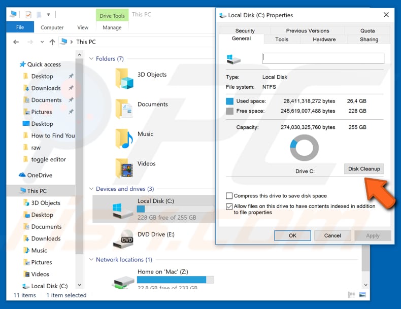 delete windows.old folder using disk cleanup tool step 2